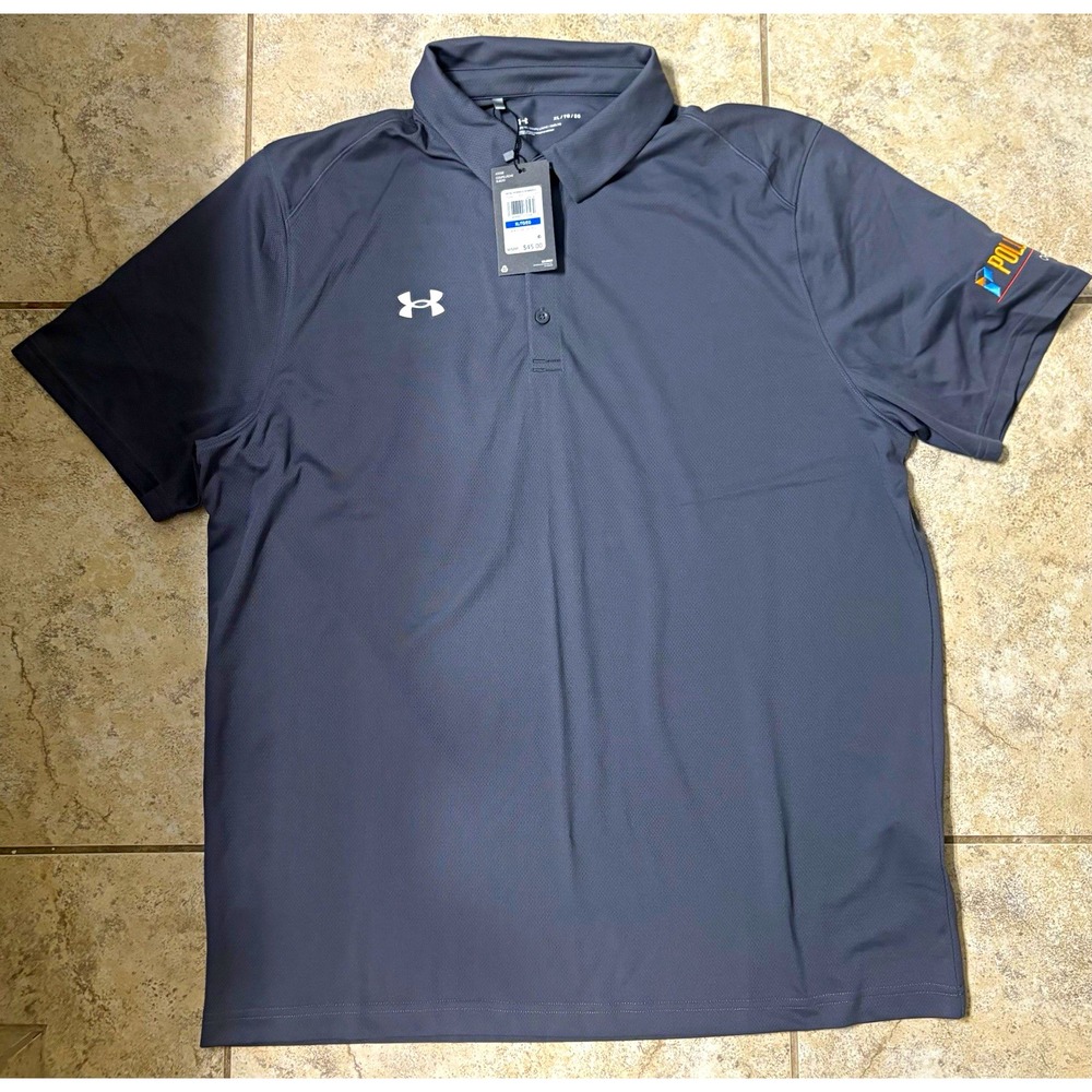 NWT Under Armour Team Tech Polo Shirt Men's XL Gray Pollock Orora Golf Business
